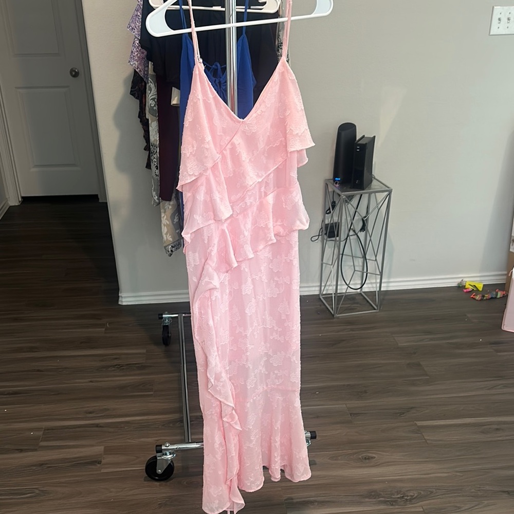 Elegant Pink Ruffle Dress